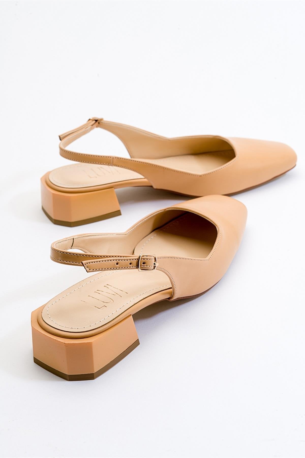 State - Taupe Heeled Shoe – side view showing leather, Vowalisse