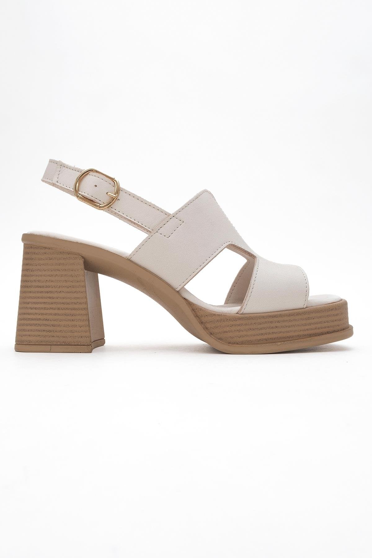 Zennia White Leather Platform Sandal – top view showing leather, white, Vowalisse