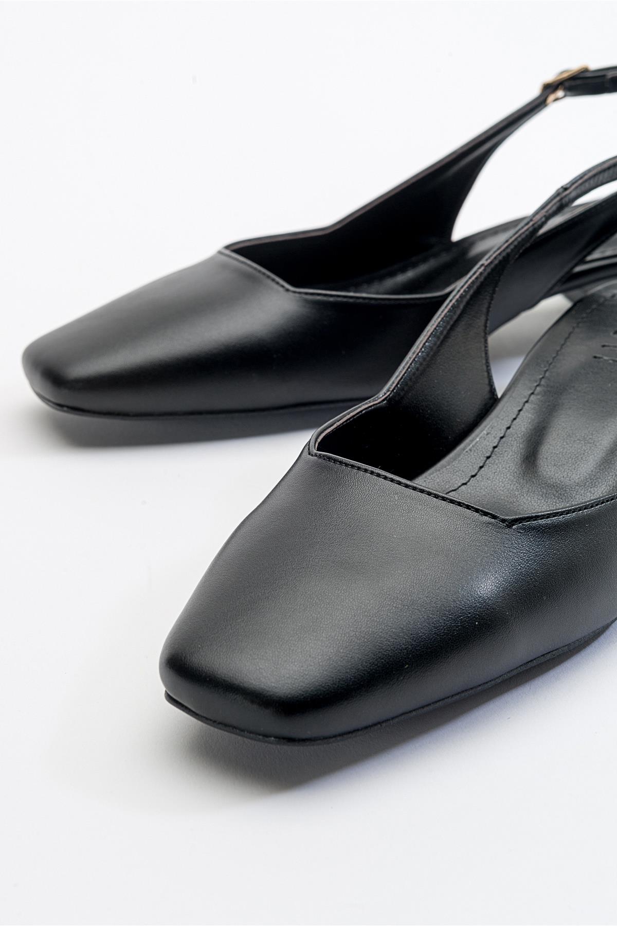 State - Black Heeled Shoe – detail view showing leather, black, Vowalisse