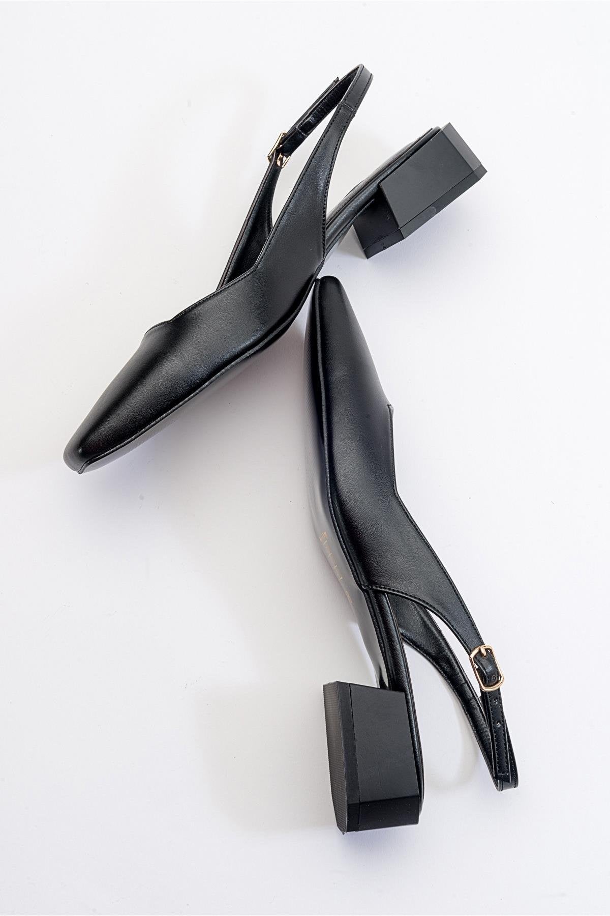 State - Black Heeled Shoe – back view showing leather, black, Vowalisse