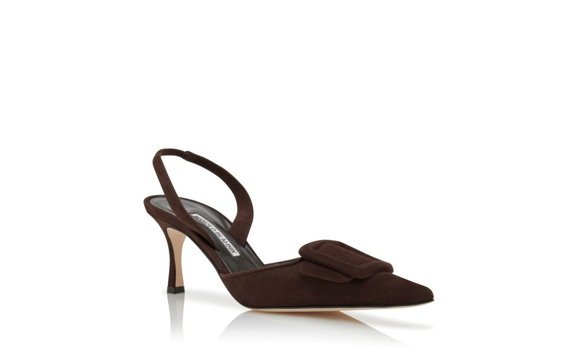 Colette Dawn Brown Slingback Slingbacks – top view showing brown slingback, pointed toe, suede, Vowalisse