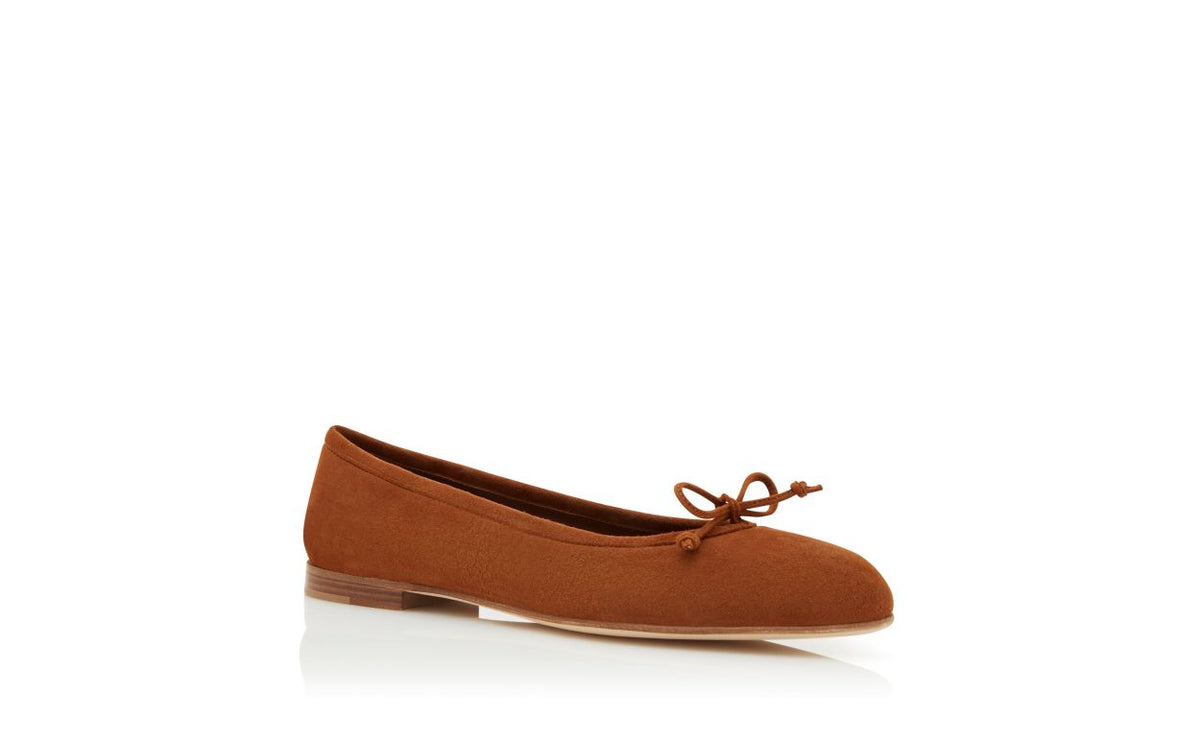 Evangeline Flame Brown Bow Detail Pumps – top view showing brown bow detail, round toe, suede, Vowalisse