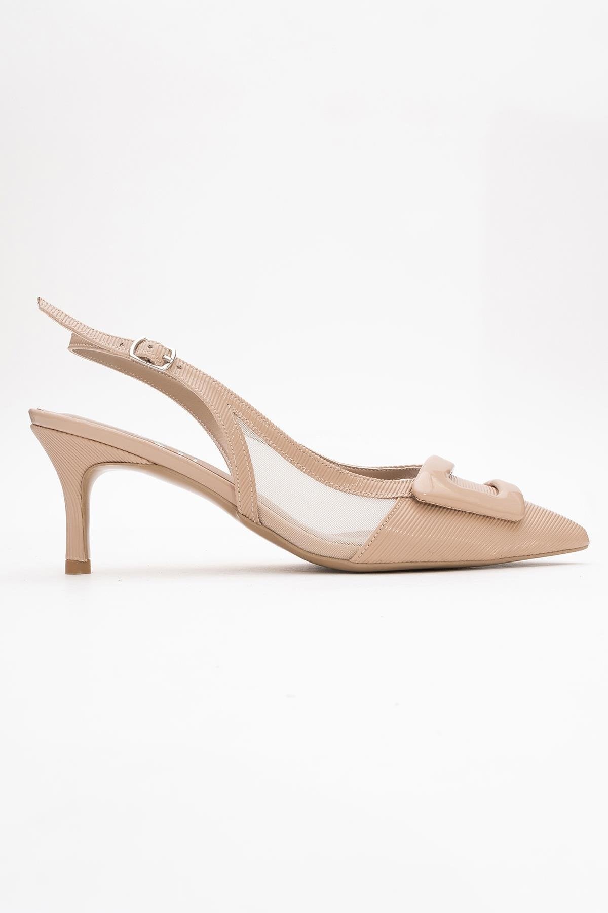 Foley - Dark Beige Pointed Toe Backless Stiletto – top view showing leather, Vowalisse