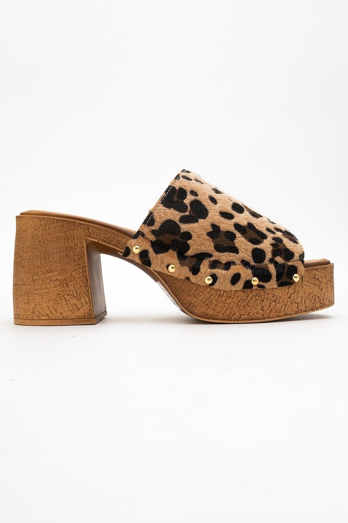 Pull - Leopard Suede Leather Heeled Mules(Copy) – top view showing leather, suede, red, Vowalisse
