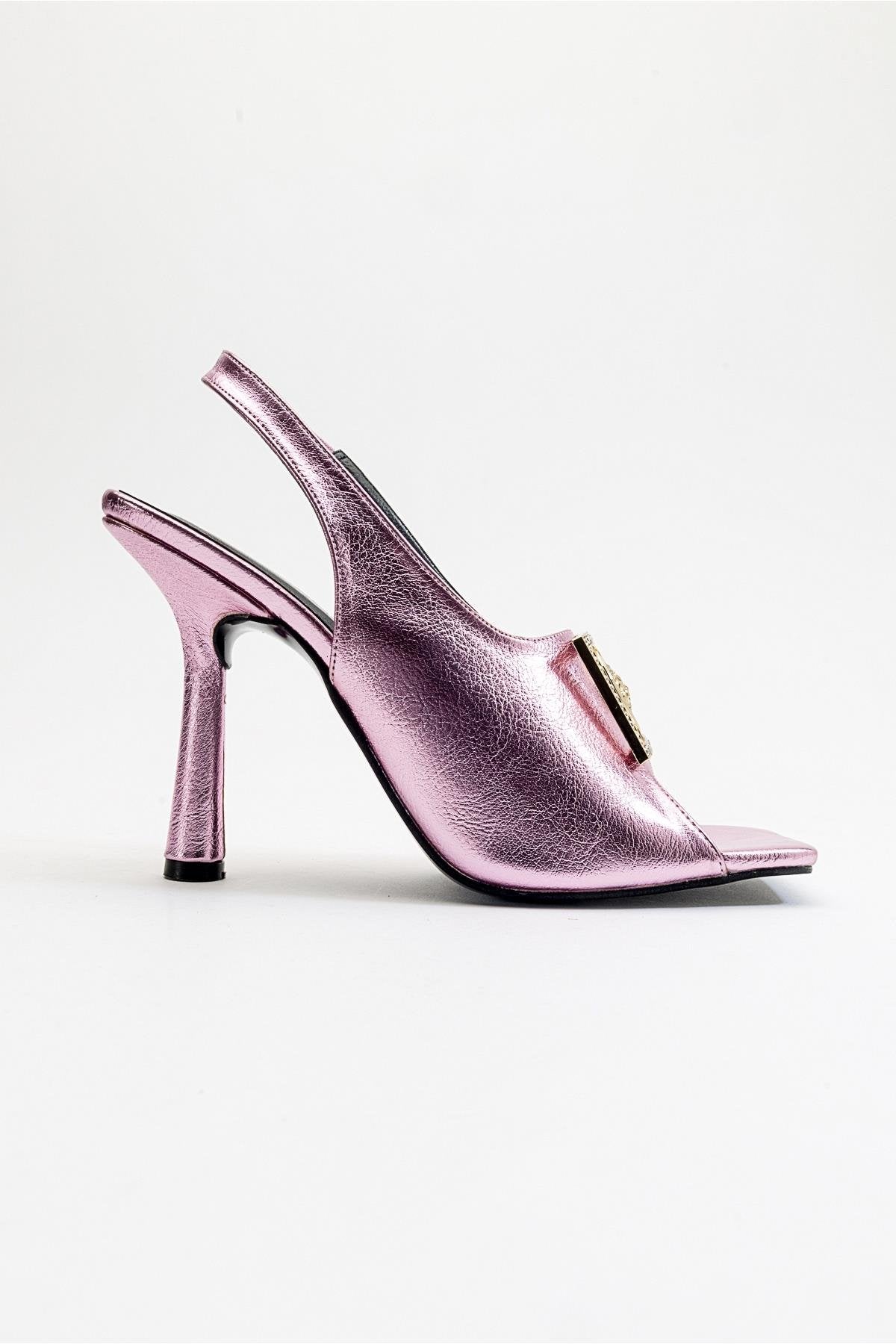 Olney - Pink Heeled Shoe – top view showing leather, pink, Vowalisse