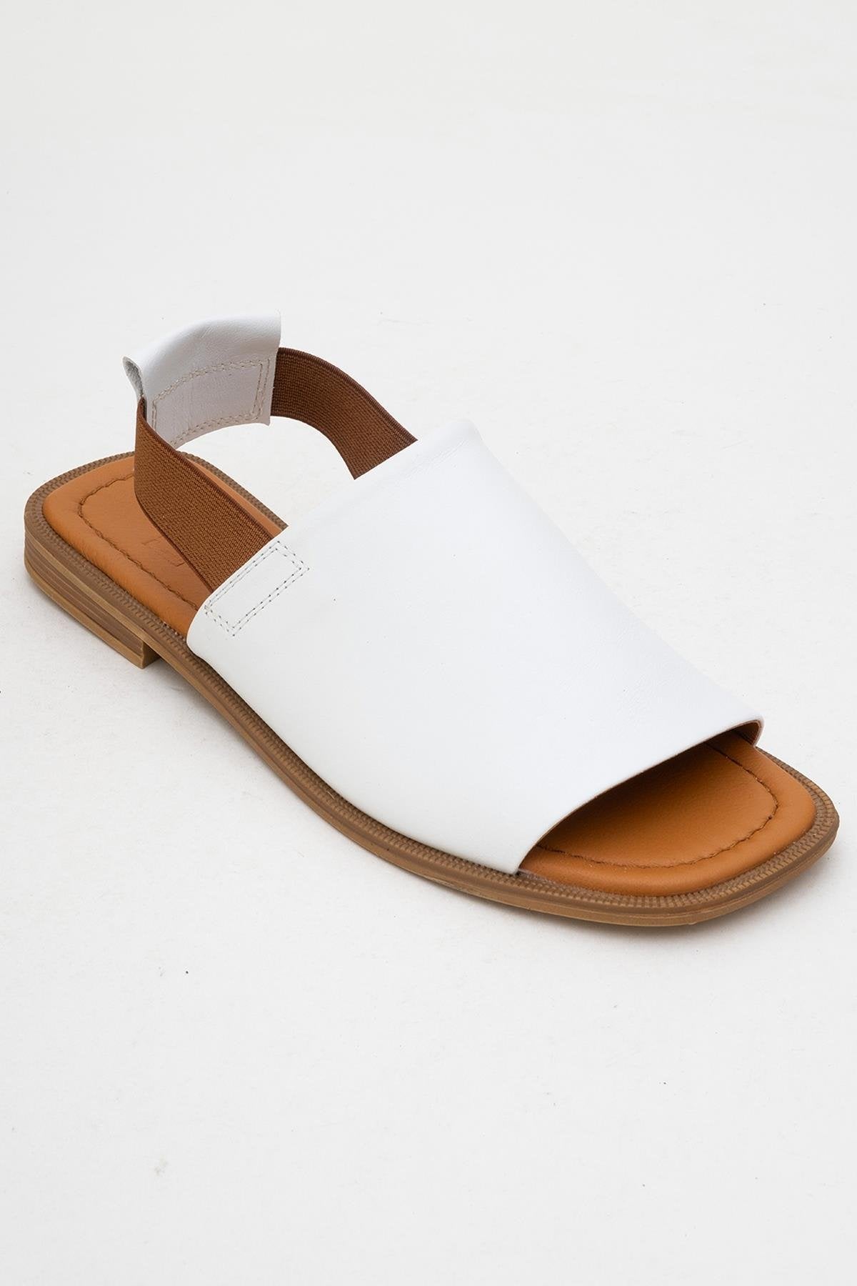 Fuela - White Leather Sandals – detail view showing leather, white, Vowalisse