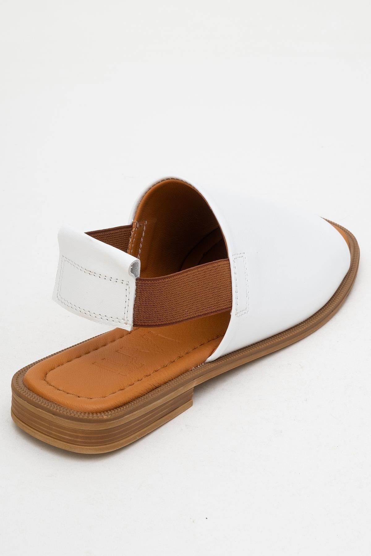 Fuela - White Leather Sandals – back view showing leather, white, Vowalisse