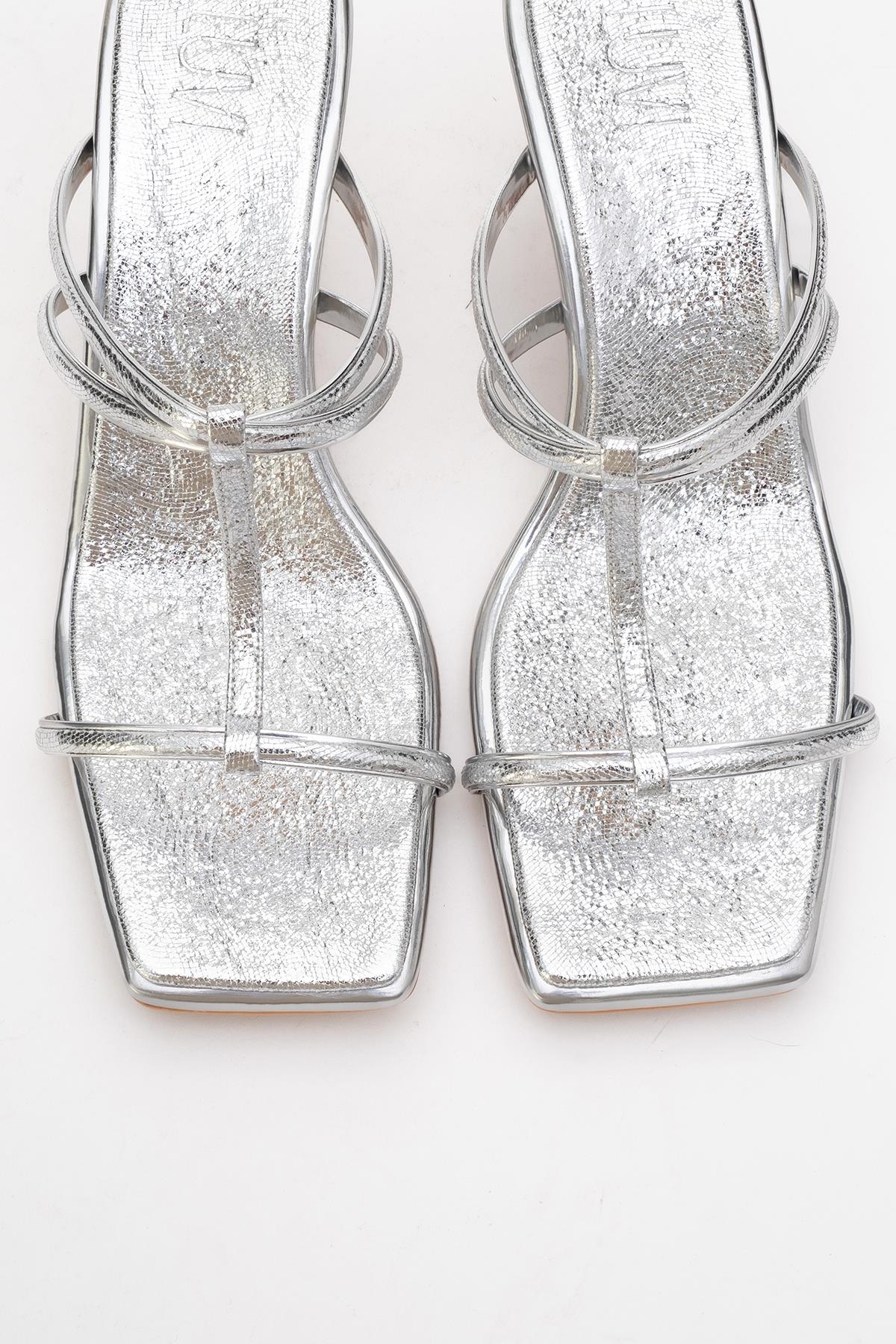 Mocha White Square‑Toe Thin‑Strap Heel Sandal – side view showing leather, white, red, Vowalisse