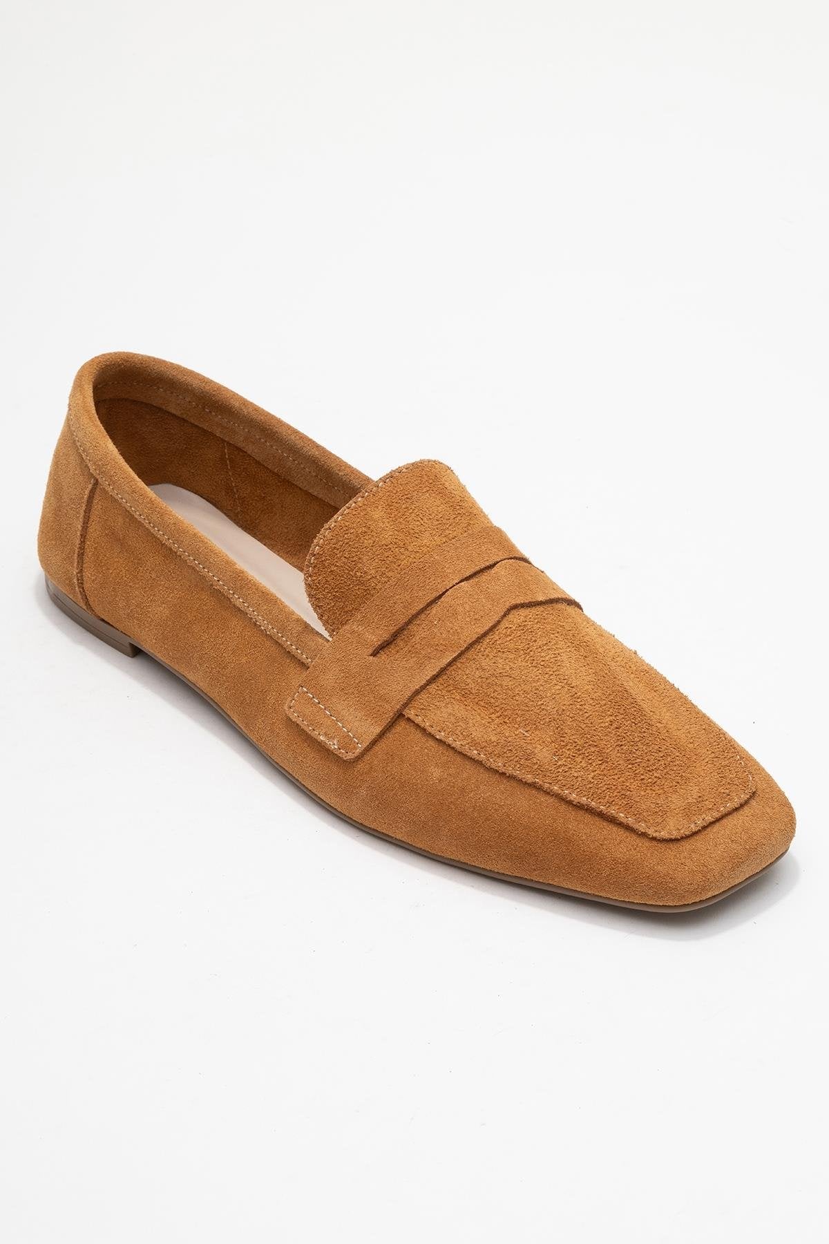 Morne - Cognac Suede Genuine Leather Loafer – detail view showing leather, suede, Vowalisse
