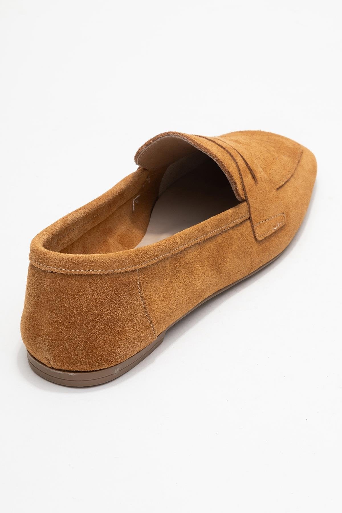 Morne - Cognac Suede Genuine Leather Loafer – back view showing leather, suede, Vowalisse