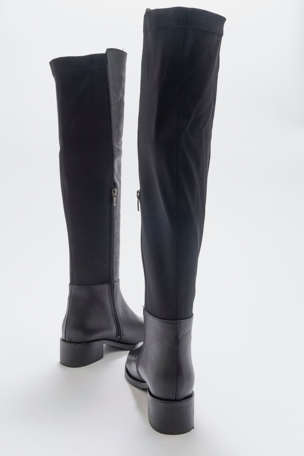 Cassie Black Leather Boot – back view showing leather, black, Vowalisse