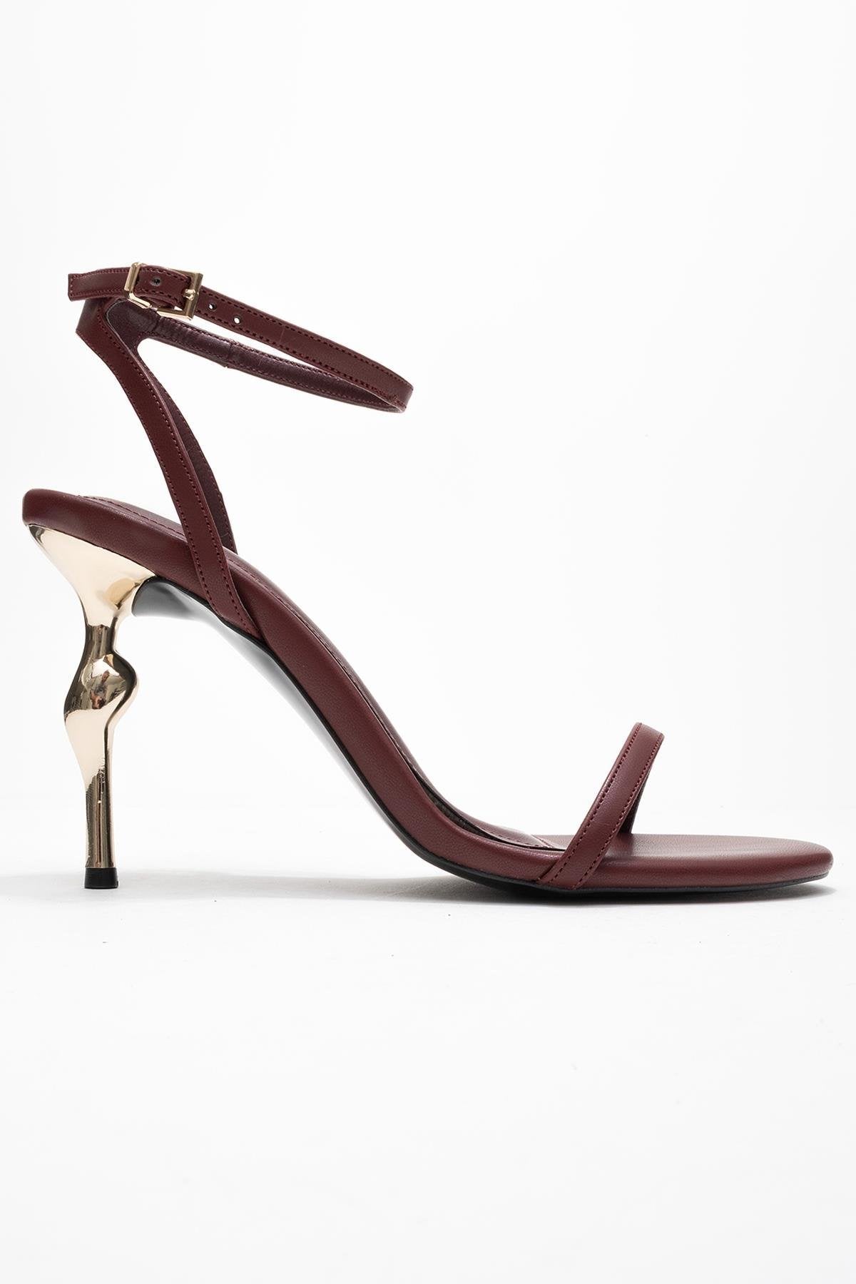 Jasmin - Burgundy Single Strap Heeled Shoe – top view showing leather, Vowalisse