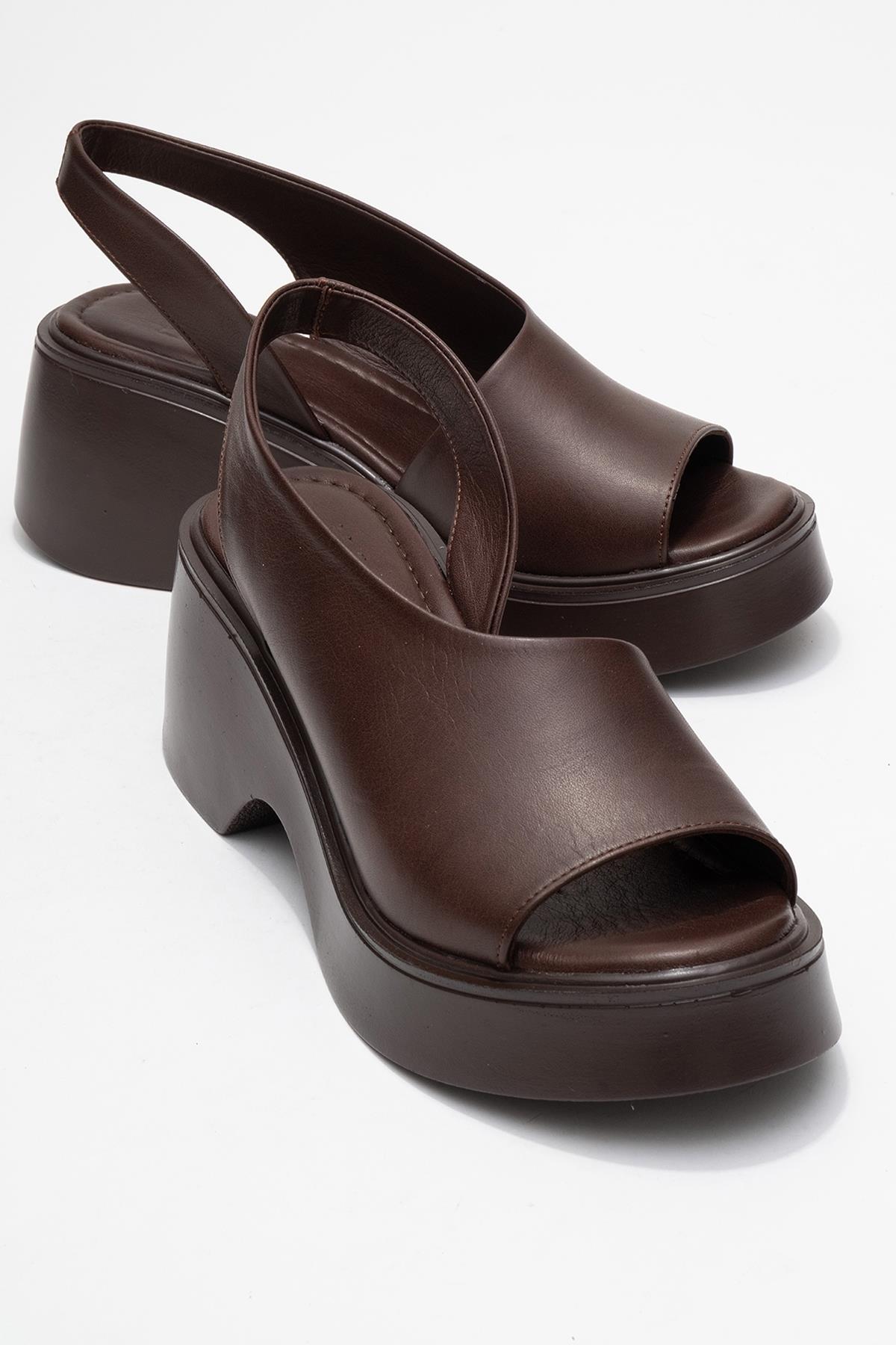 Roy - Cognac Genuine Leather Wedge Sandal – front three-quarter view showing leather, Vowalisse