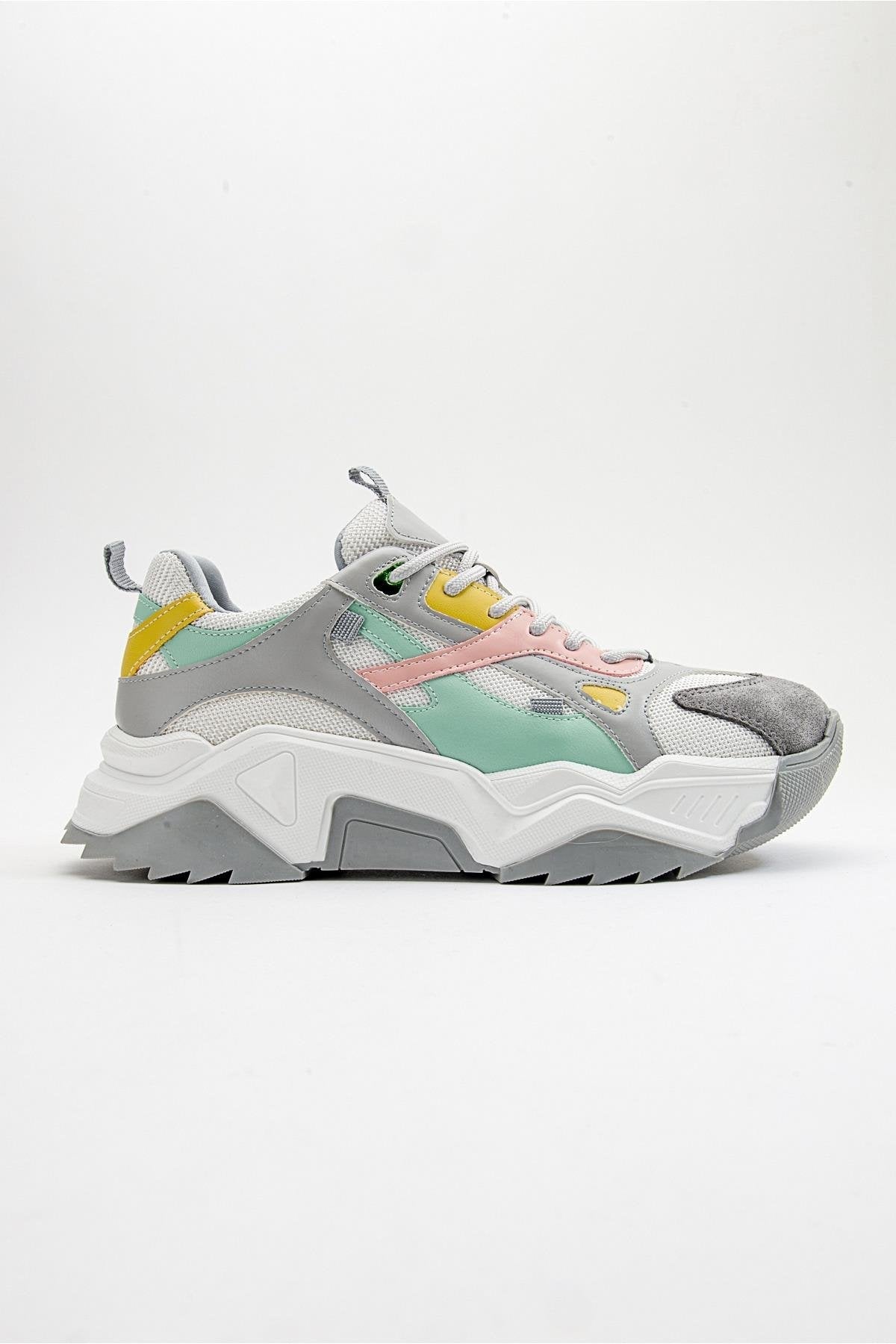Loretta - White Multi Sneaker – top view showing leather, white, Vowalisse
