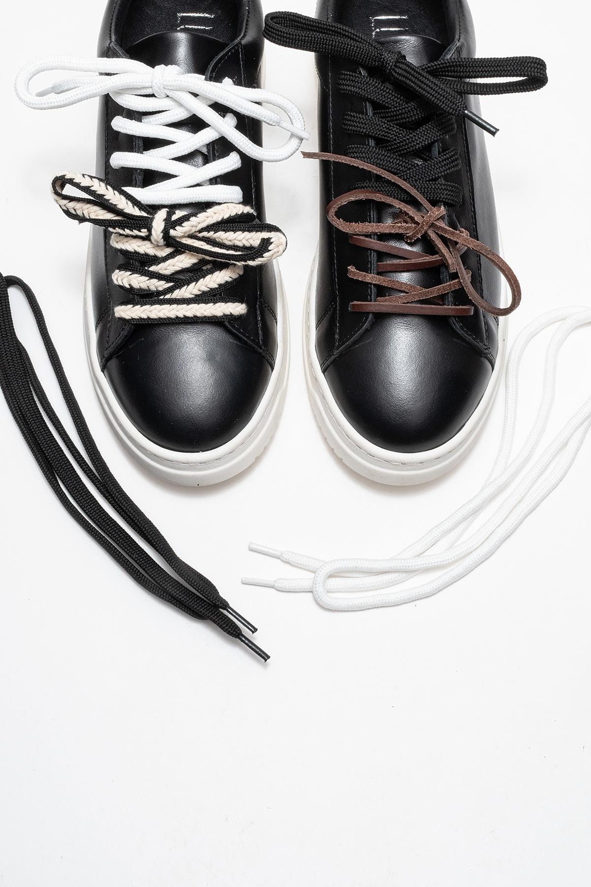 Warron - Black Patterned Genuine Leather Sneaker – side view showing leather, black, Vowalisse