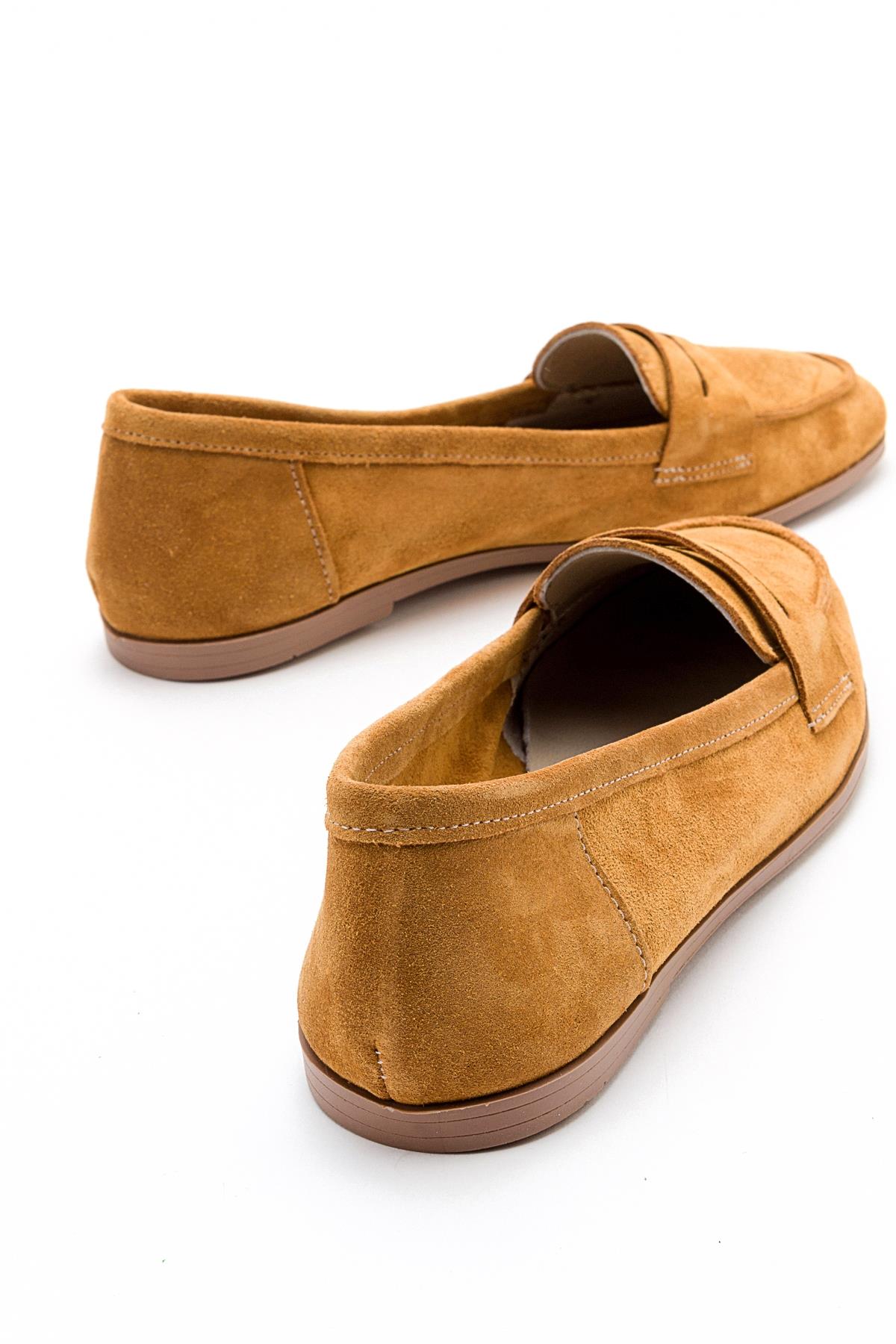 Tory - Mustard Suede Genuine Leather Loafer Shoe – detail view showing leather, suede, Vowalisse