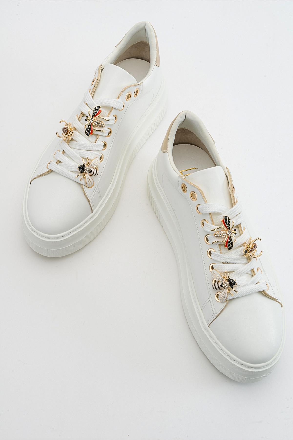 Ater - White Sneaker – detail view showing leather, white, Vowalisse