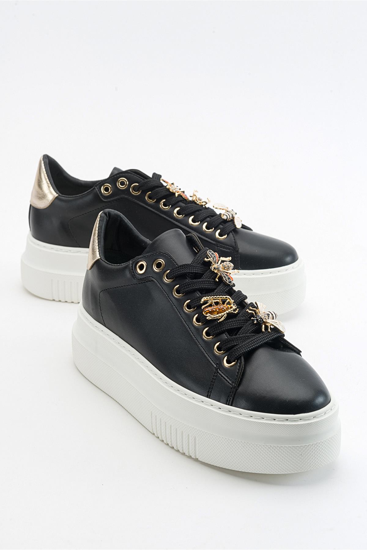 Ater - Black Sneaker – front three-quarter view showing leather, black, red, Vowalisse
