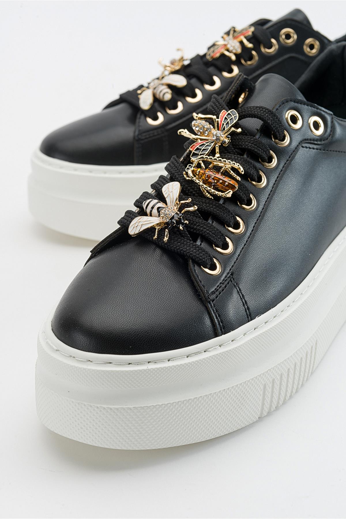 Ater - Black Sneaker – side view showing leather, black, red, Vowalisse