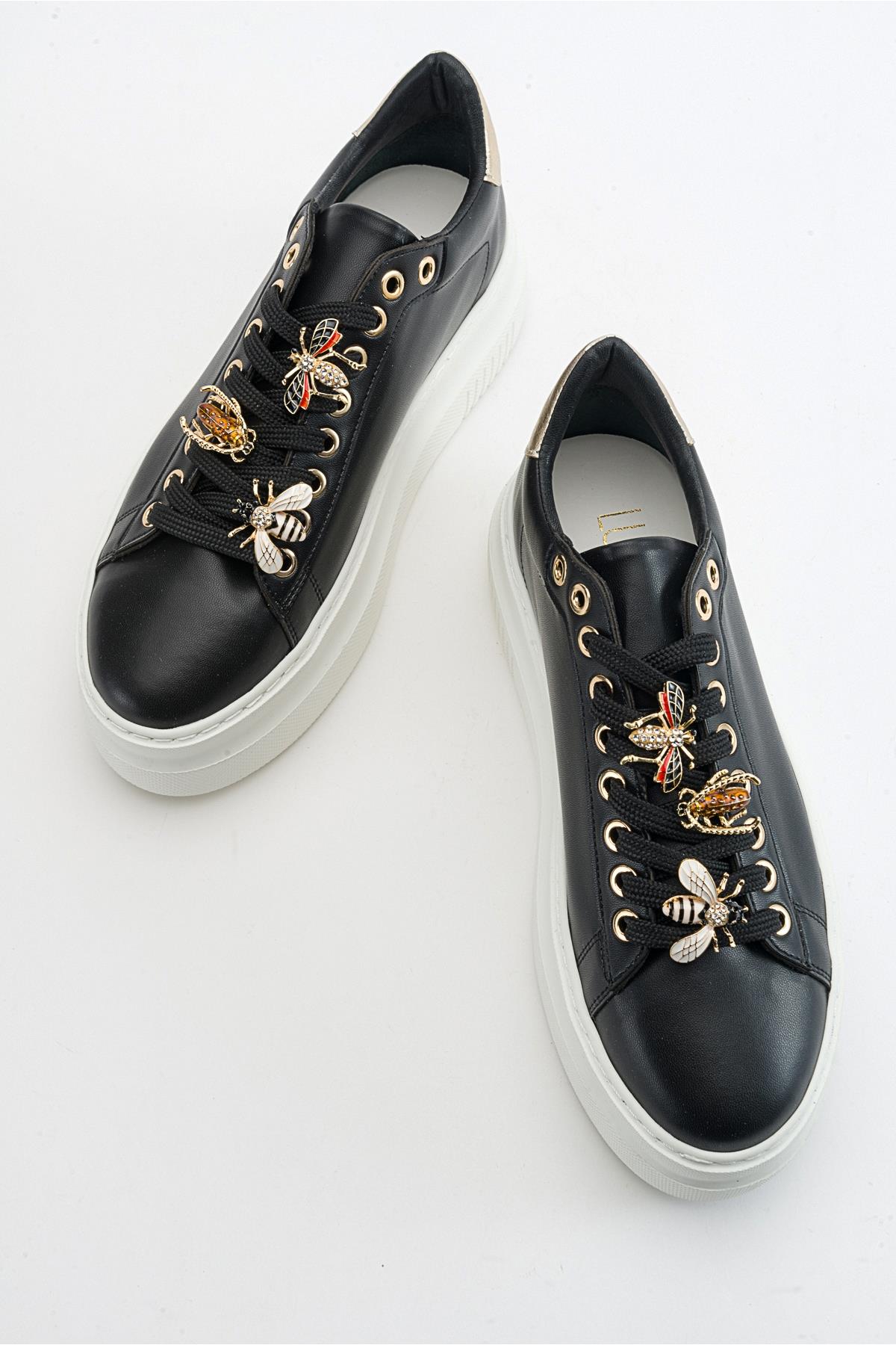 Ater - Black Sneaker – back view showing leather, black, red, Vowalisse
