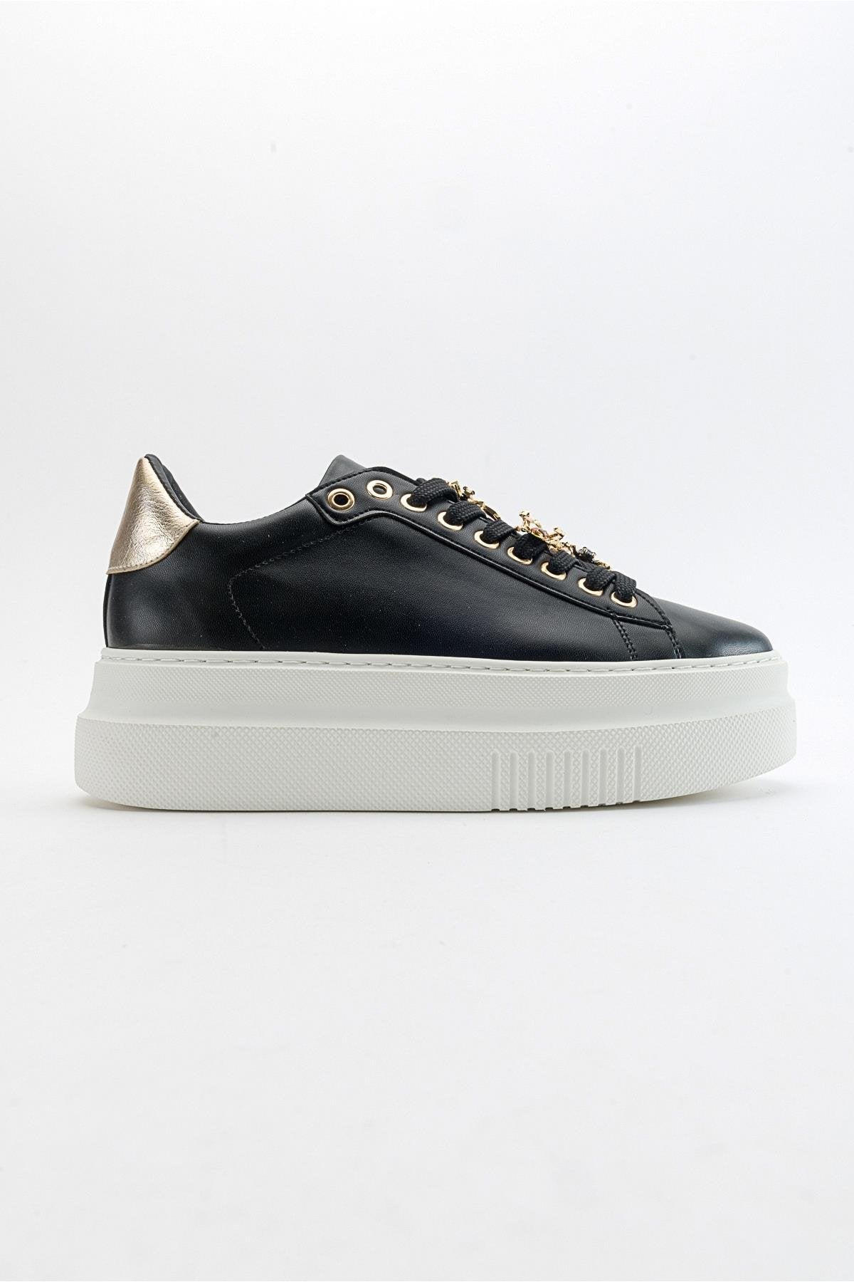 Ater - Black Sneaker – top view showing leather, black, red, Vowalisse