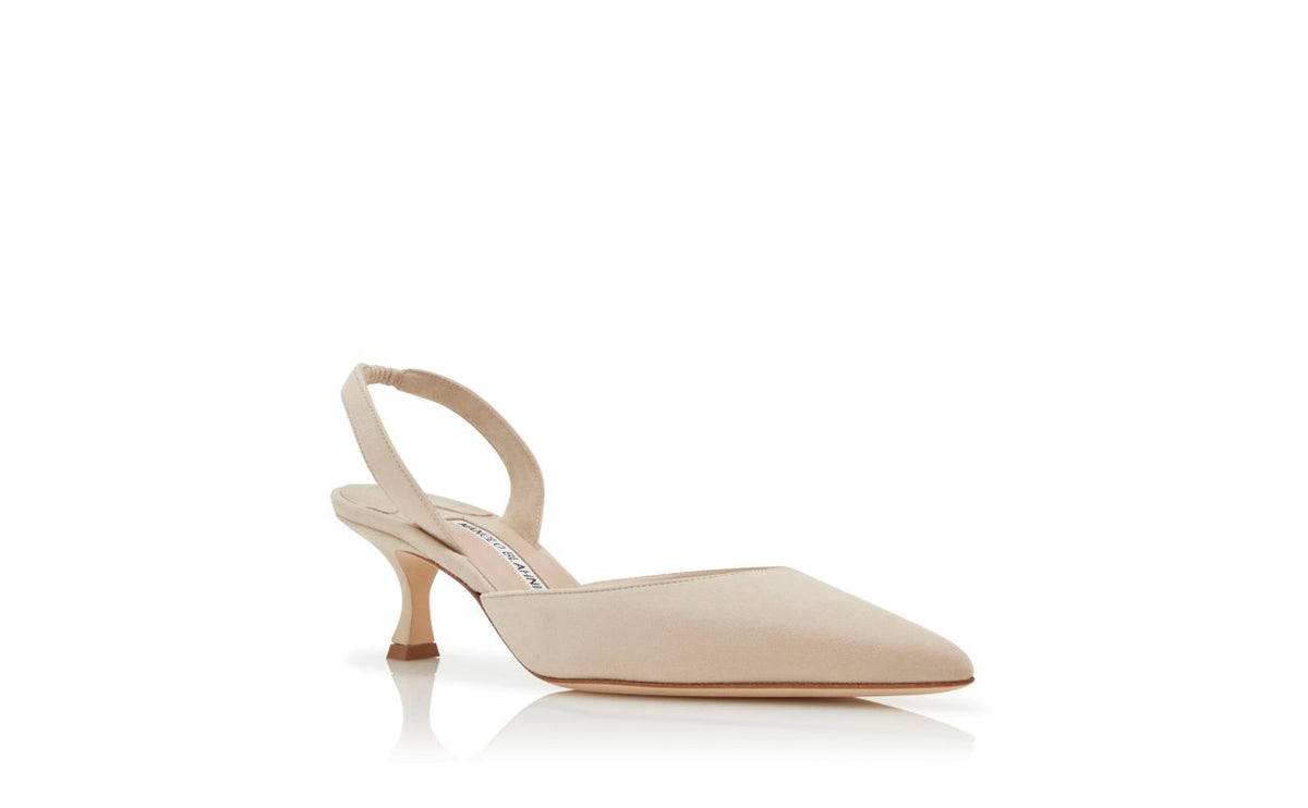 Seraphina Crown Neutral Slingback Slingbacks – top view showing neutral slingback, almond toe, suede, Vowalisse