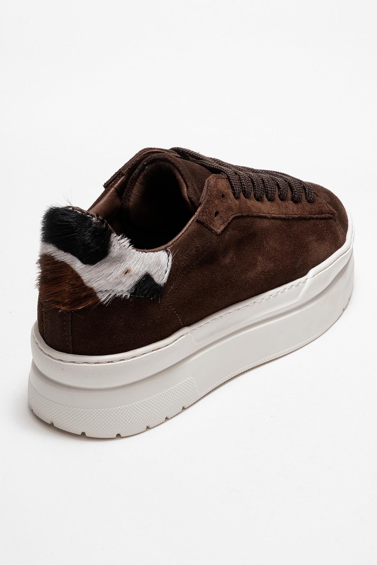 Anabel - Taupe Genuine Leather Casual Sneaker – back view showing leather, Vowalisse