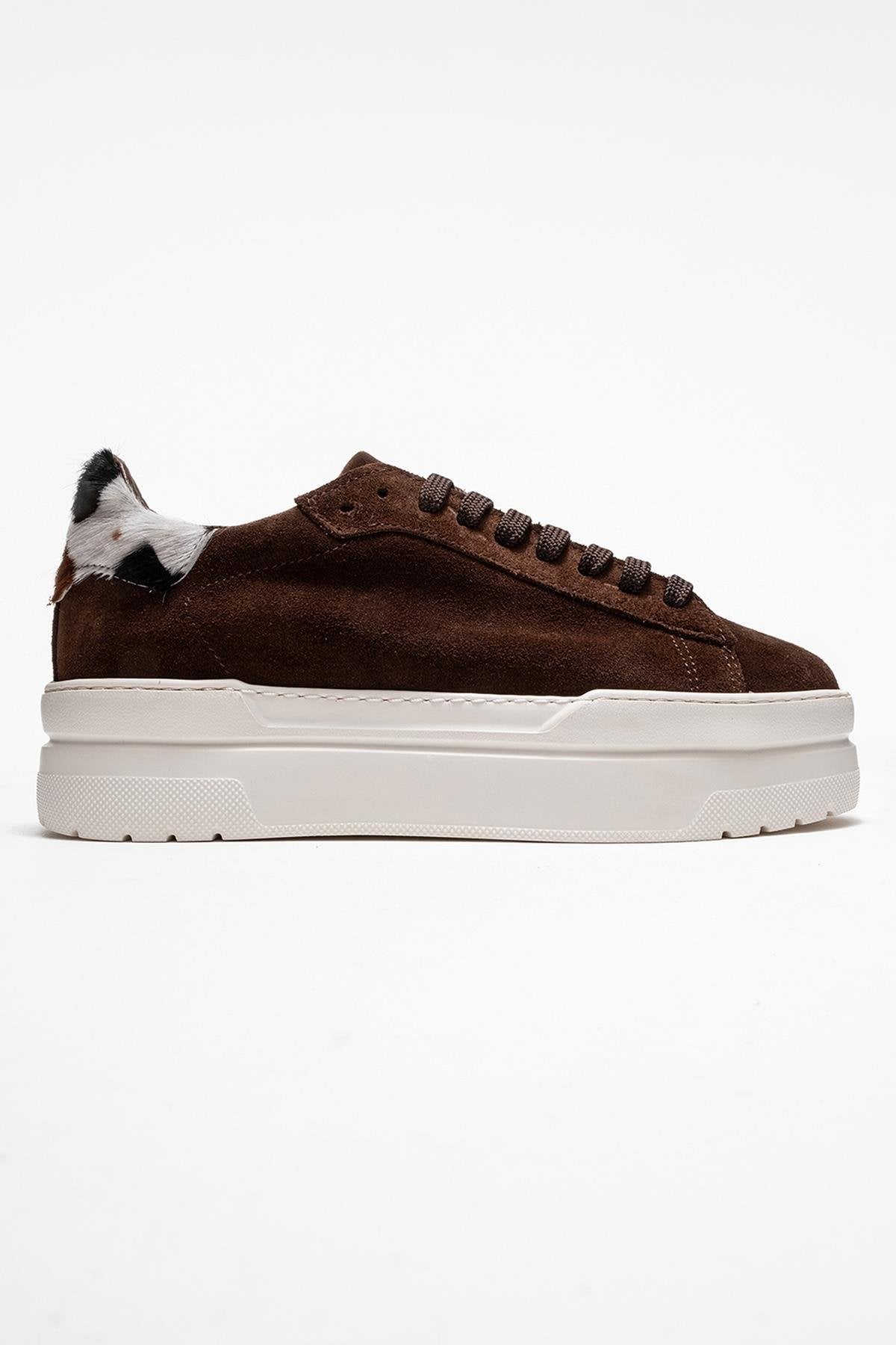 Anabel - Taupe Genuine Leather Casual Sneaker – top view showing leather, Vowalisse