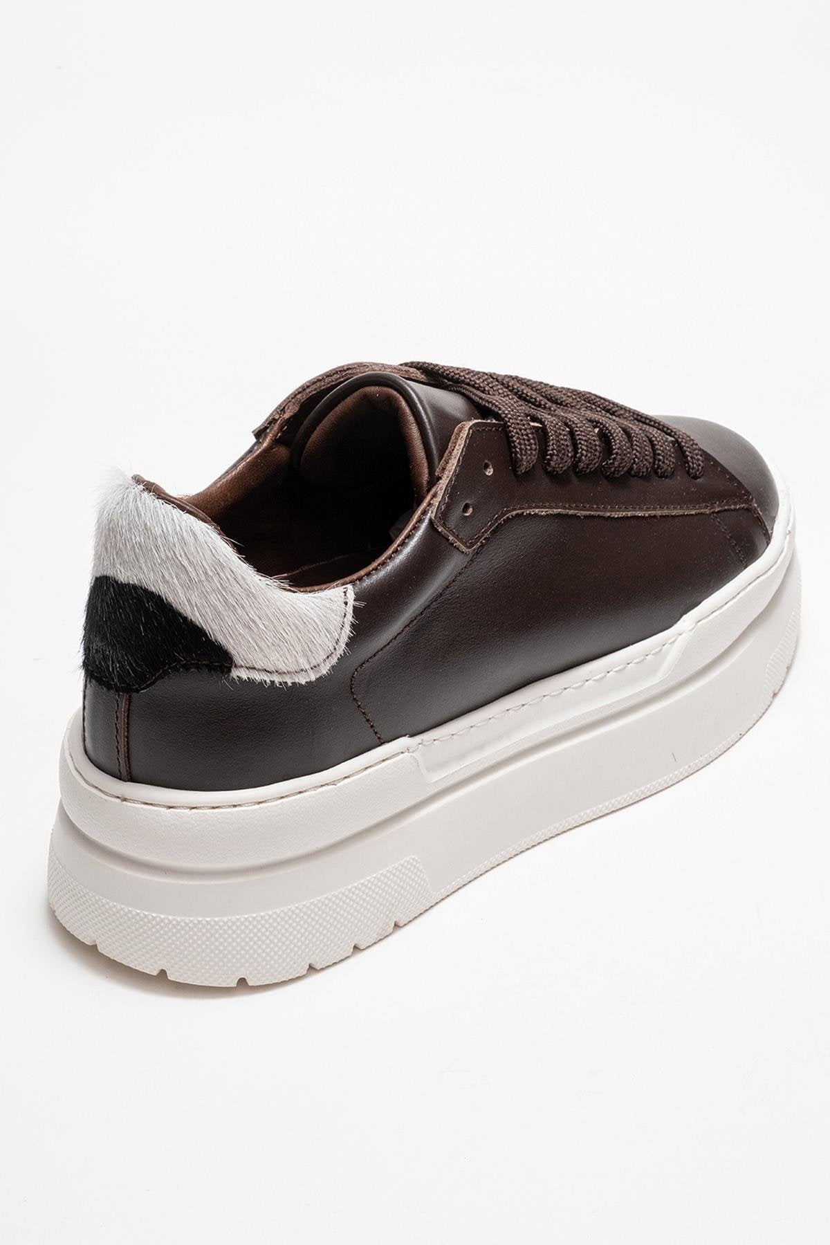 Anabel - Taupe Suede Genuine Leather Casual Sneaker – back view showing leather, suede, Vowalisse