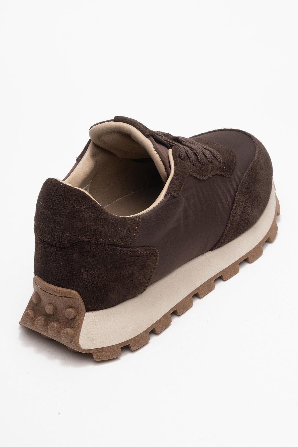 Amanda - Brown Genuine Leather Sneaker – back view showing leather, Vowalisse