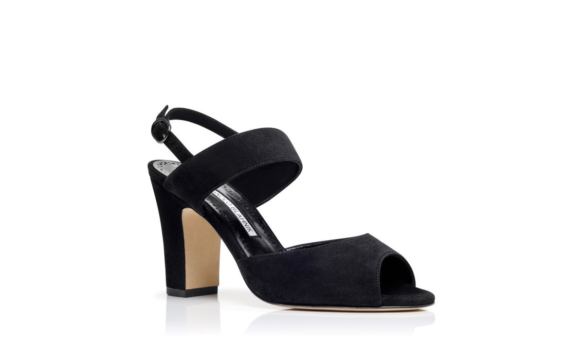 Anastasia Rose Black Slingback Slingbacks – top view showing black slingback, open toe, suede, Vowalisse