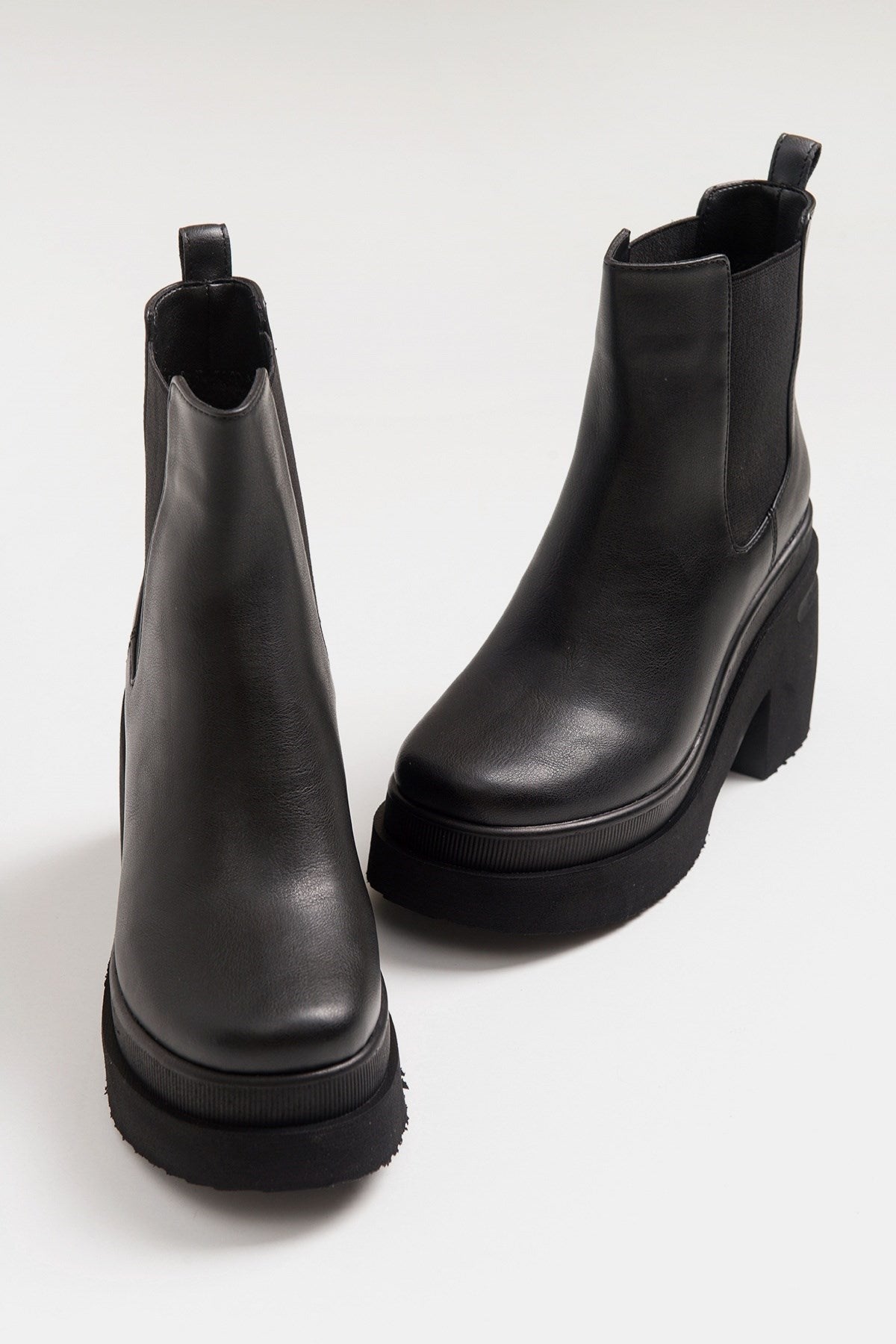 Emma - Black High Heel Boot – back view showing leather, black, red, Vowalisse