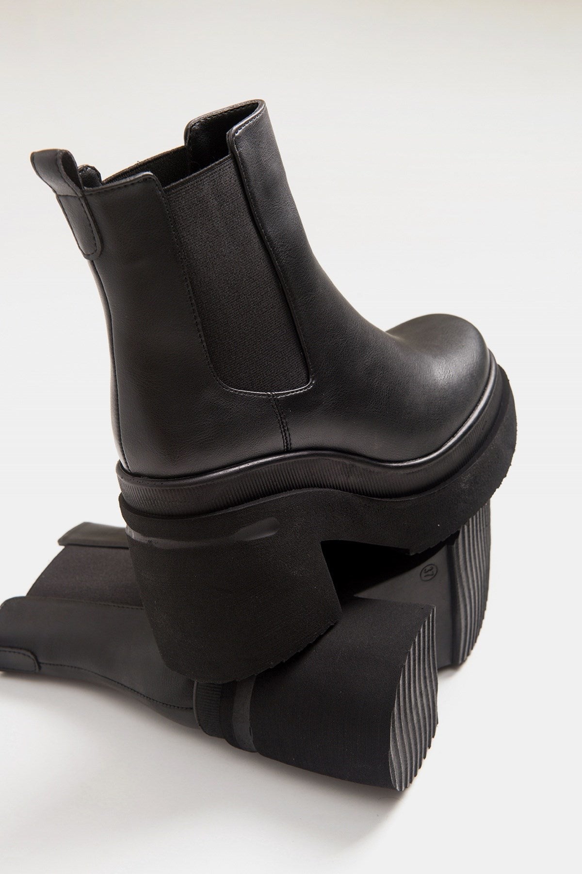 Emma - Black High Heel Boot – top view showing leather, black, red, Vowalisse