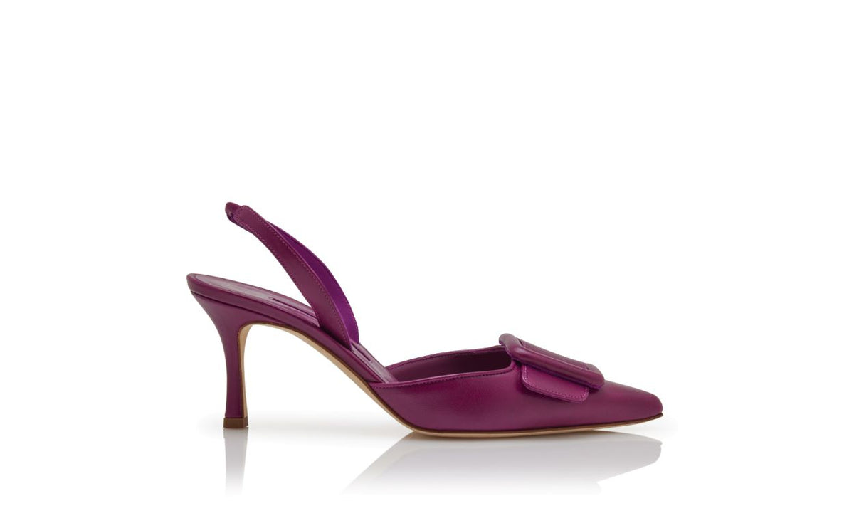 Isadora Star Purple Slingback Slingbacks – side profile showing purple slingback, pointed toe, nappa leather, Vowalisse