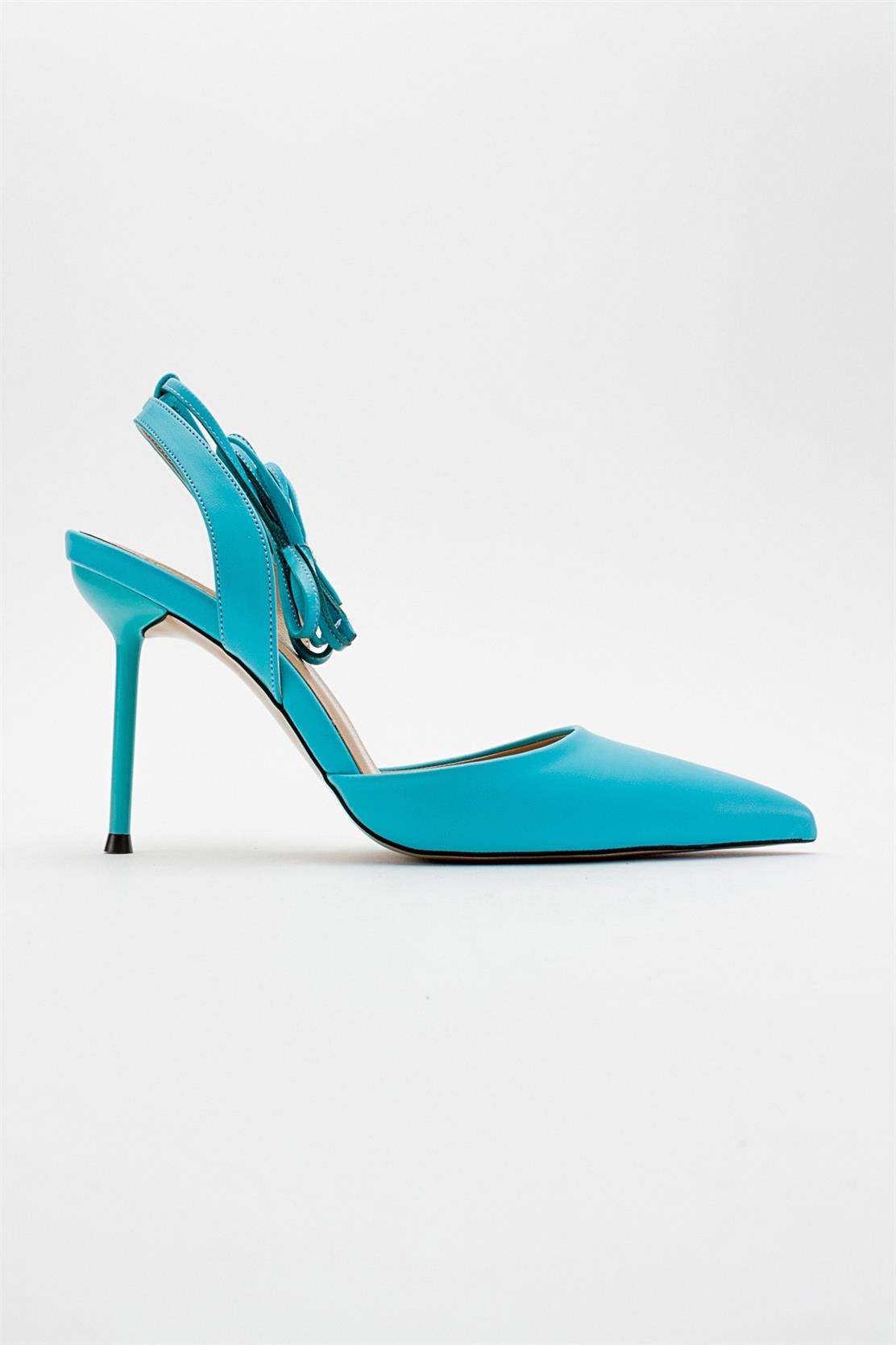 Bonje - Blue Pointed Toe Stiletto – top view showing leather, blue, Vowalisse