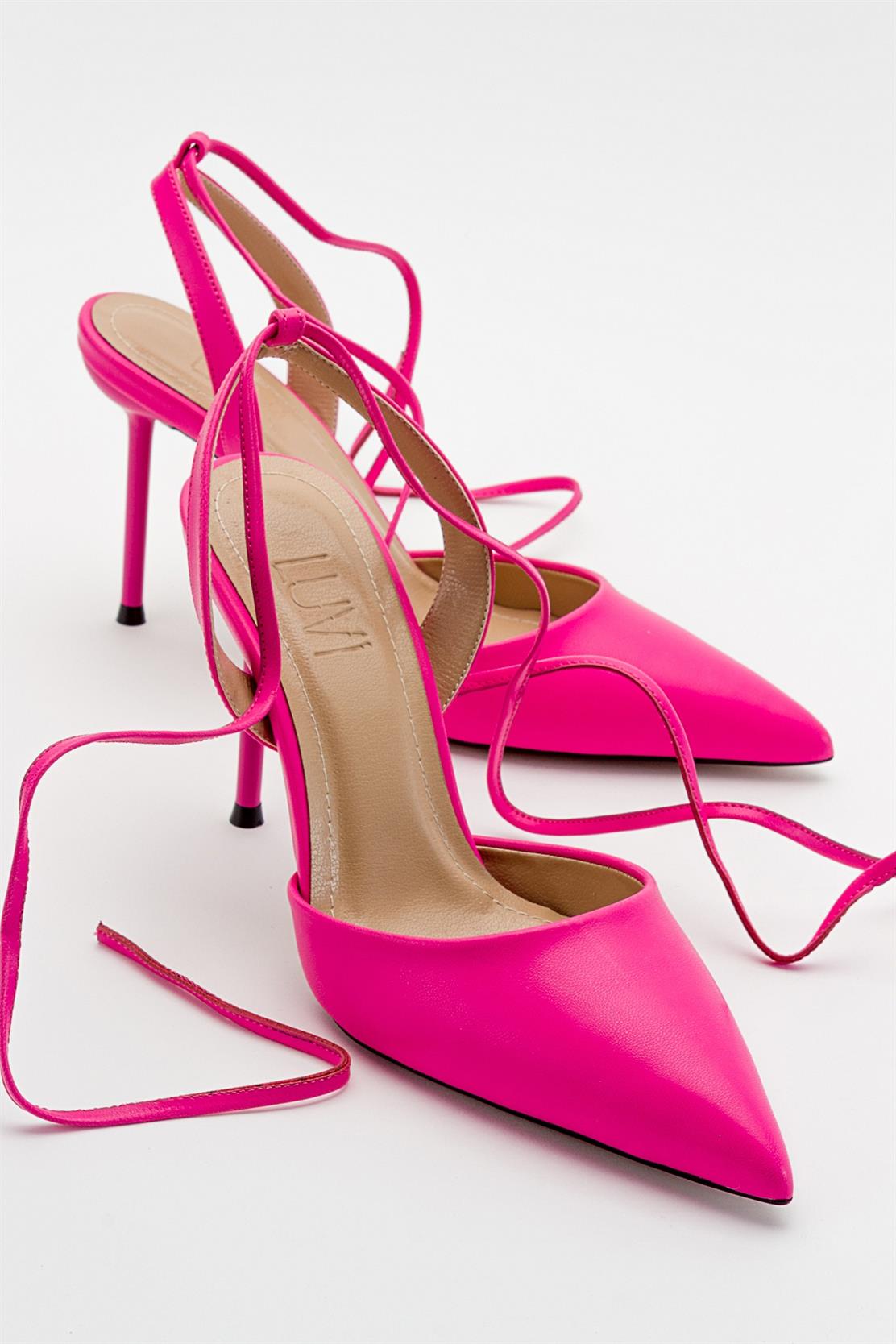 Bonje - Fuchsia Pointed Toe Stiletto – top view showing leather, Vowalisse