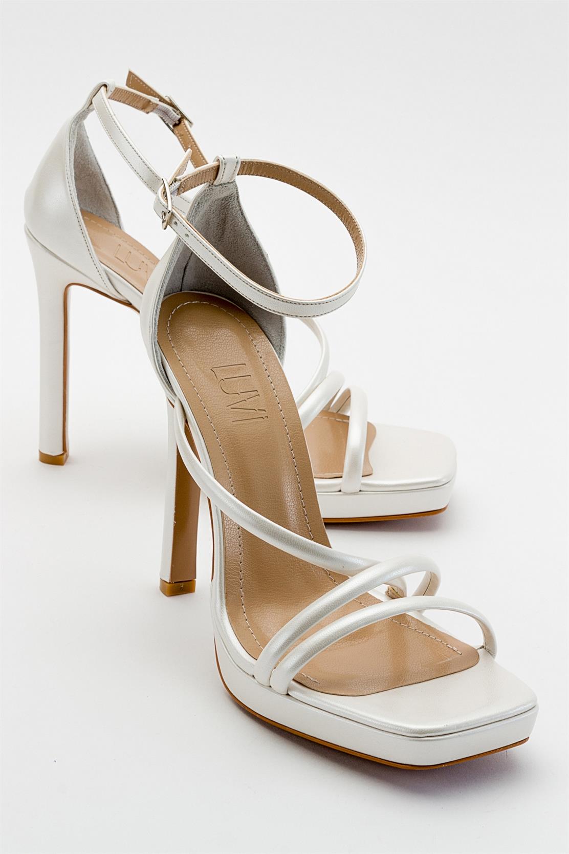 Shelp - Pearl High Heel Shoe – side view showing pearl, leather, Vowalisse