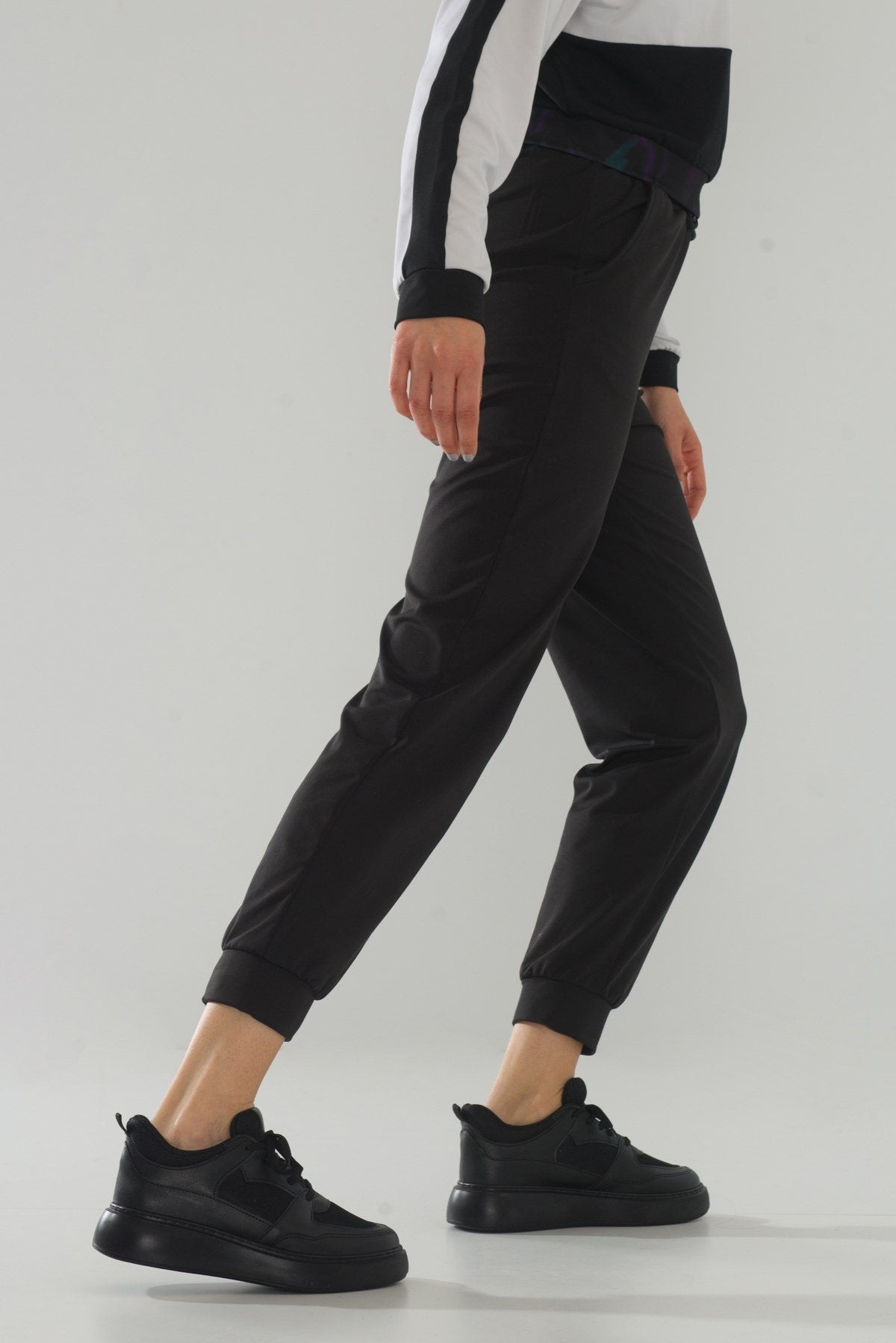 Pure - Black Sneaker – sole view showing leather, black, Vowalisse