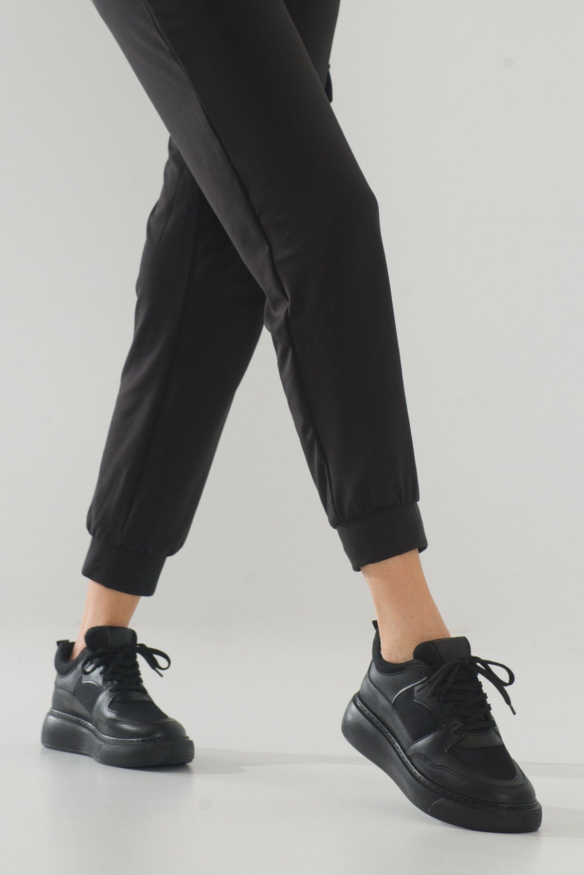 Pure - Black Sneaker – pair view showing leather, black, Vowalisse