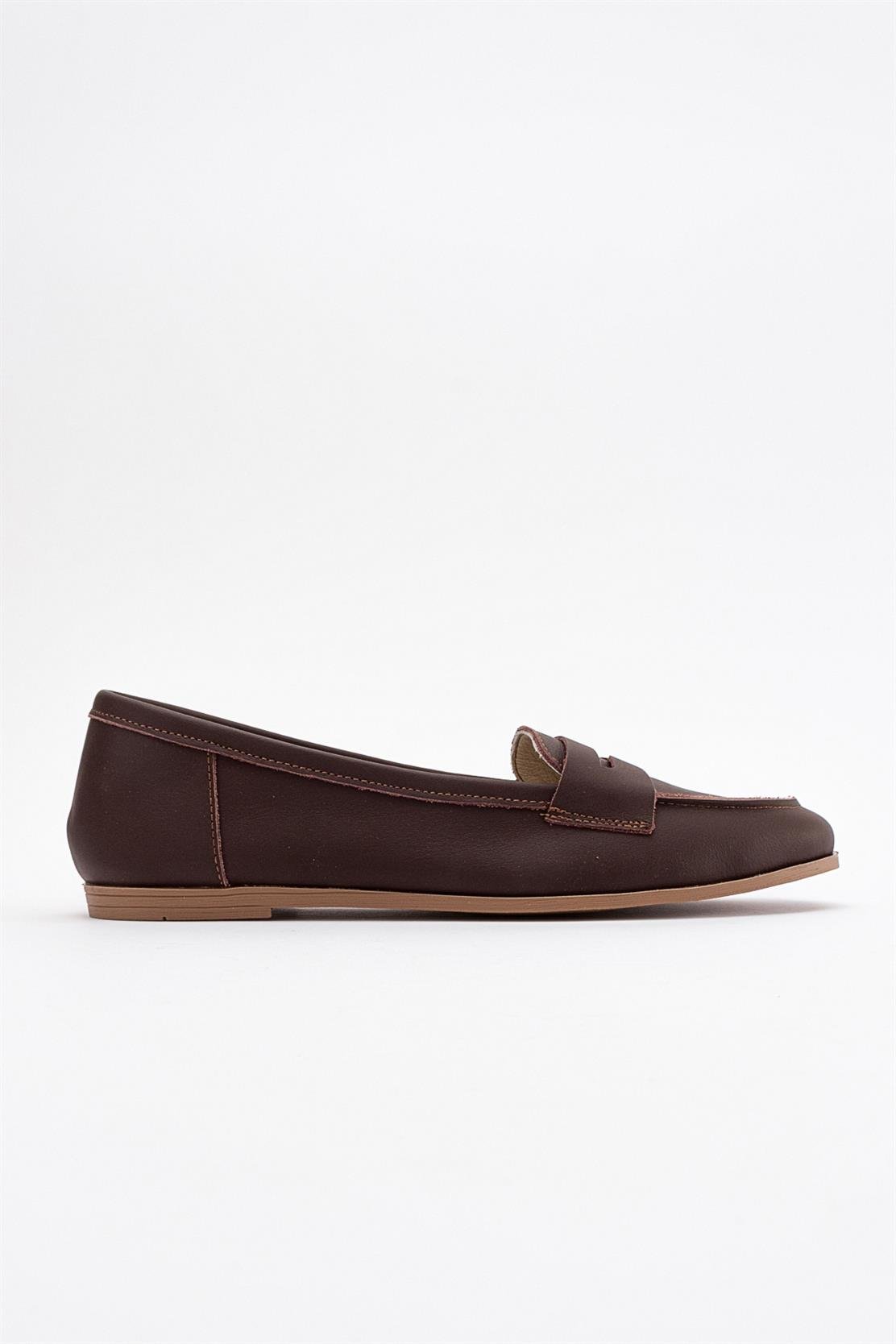 Dorothy - Dark Brown Leather Loafers – top view showing leather, suede, Vowalisse