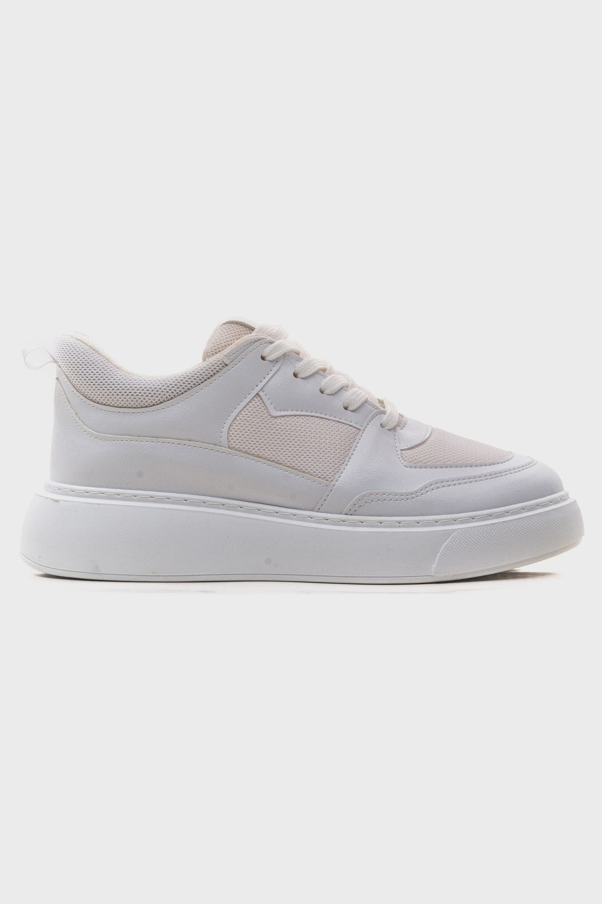 Pure - White Mesh Sneaker – top view showing leather, mesh, white, Vowalisse
