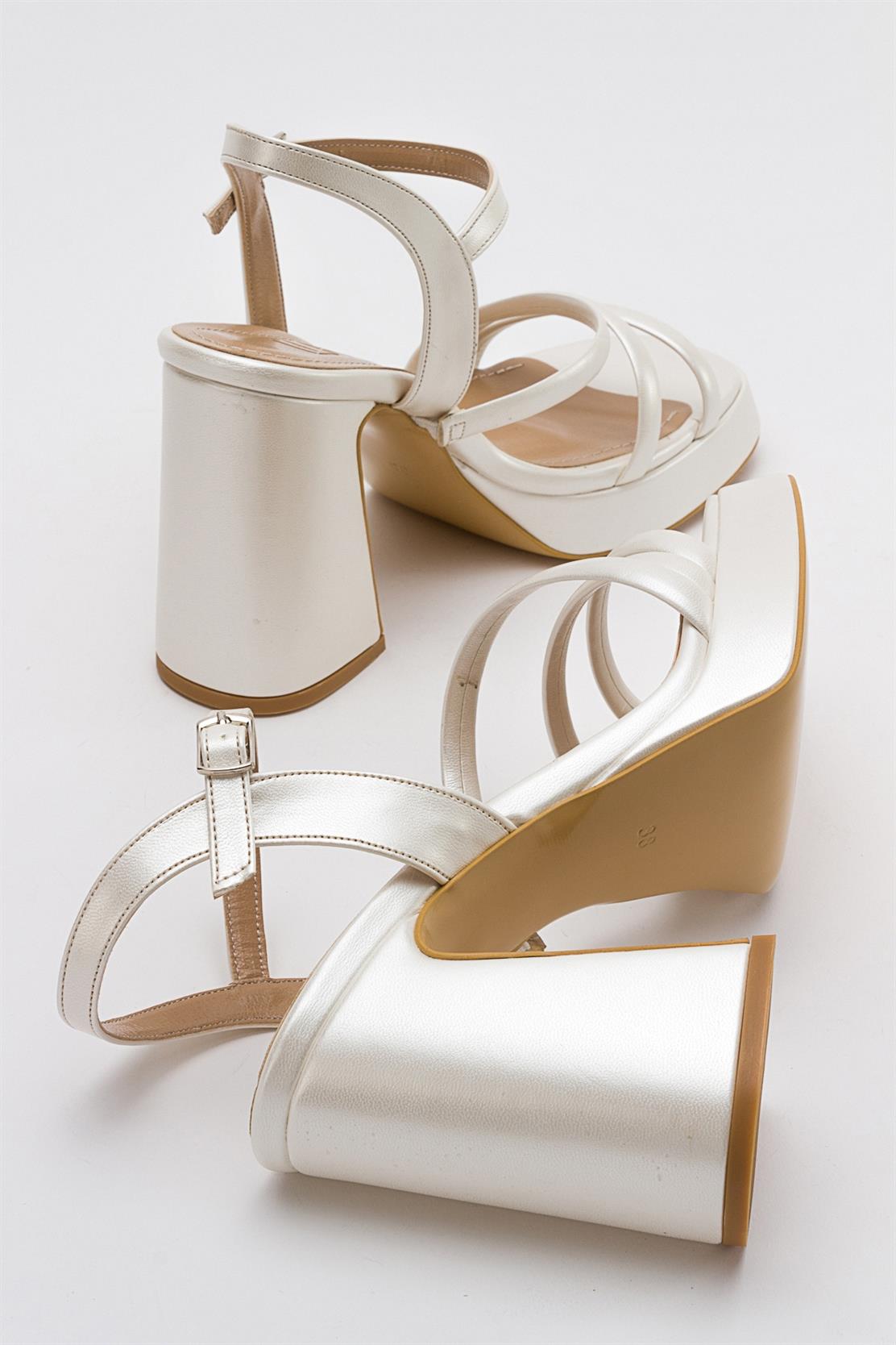 Heas Ivory Platform Sandal – side view showing leather, ivory, Vowalisse