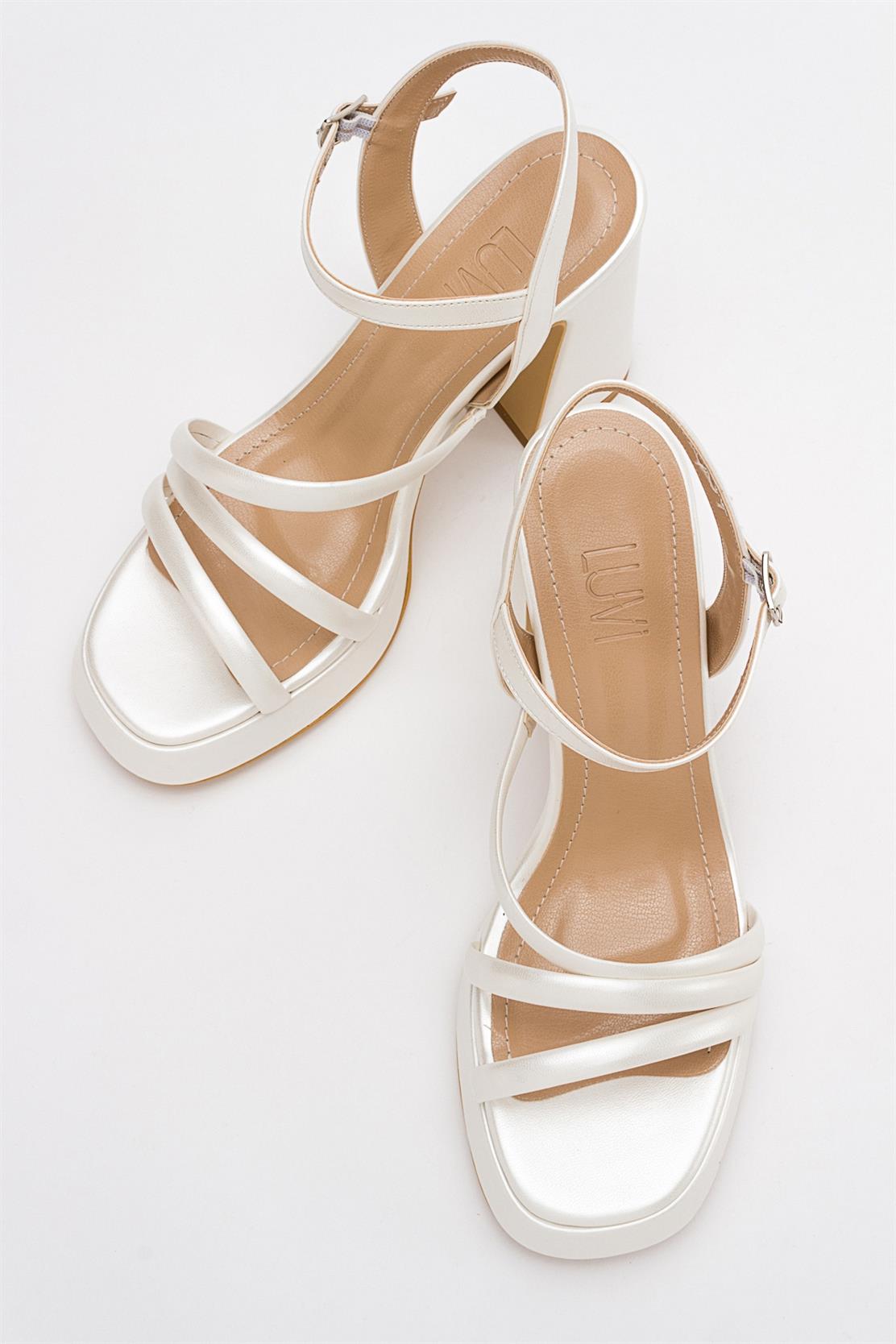 Heas Ivory Platform Sandal – detail view showing leather, ivory, Vowalisse