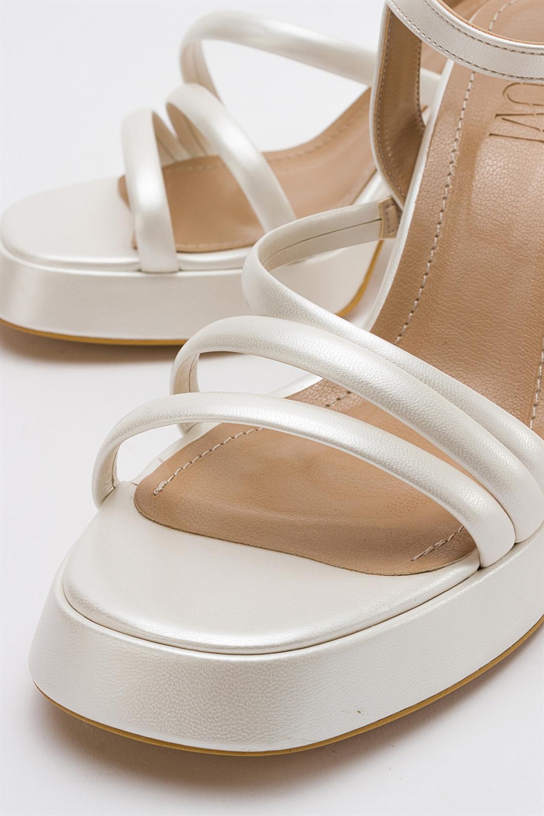 Heas Ivory Platform Sandal – back view showing leather, ivory, Vowalisse