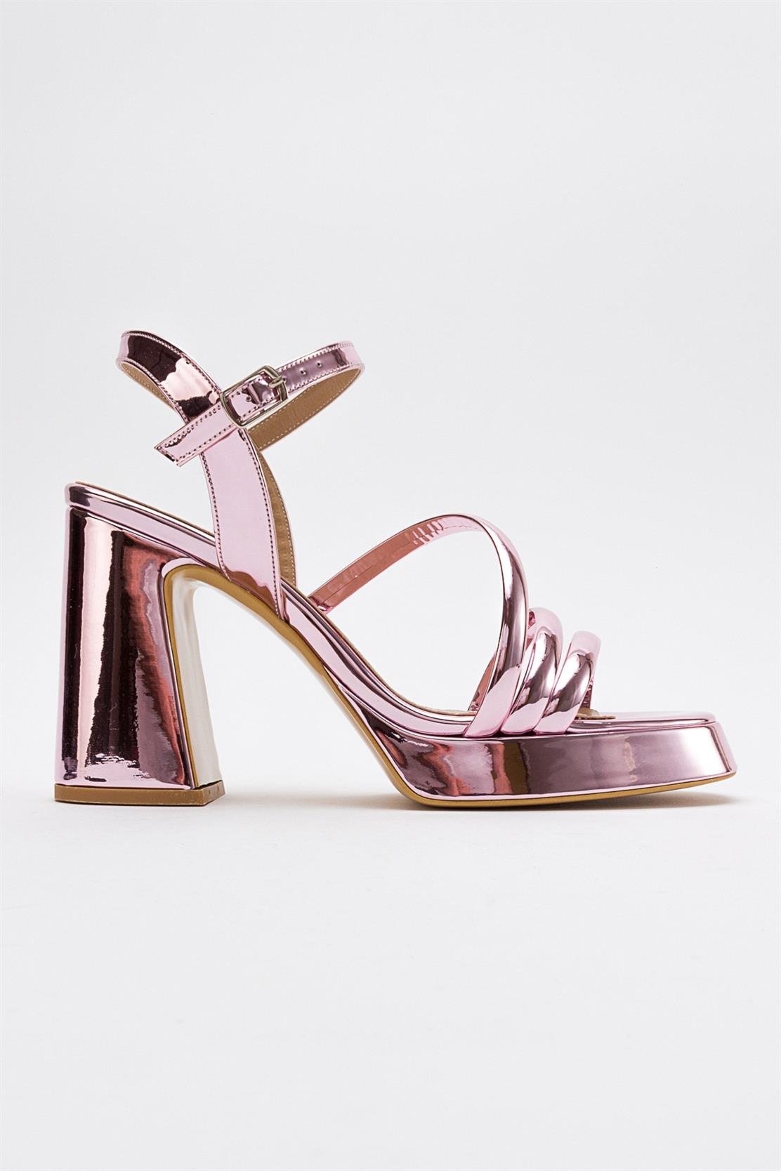 Heas Pink Platform Sandal – sole view showing leather, pink, Vowalisse