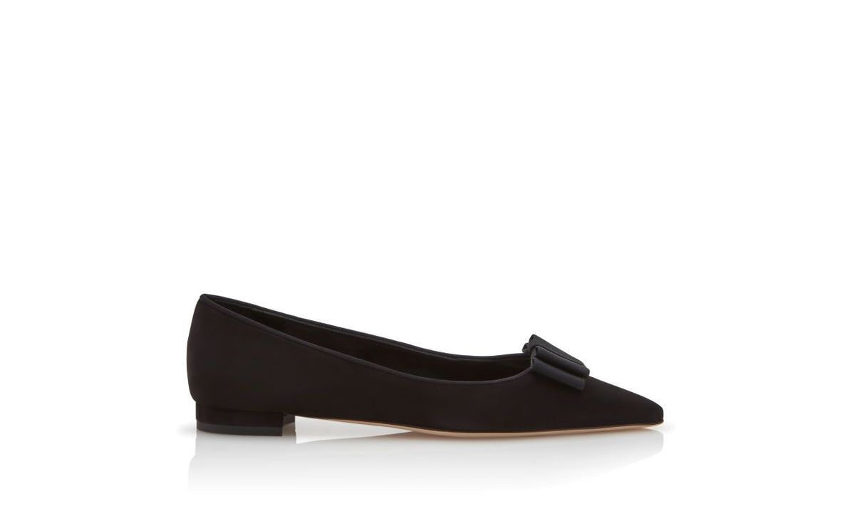 Delphine Jewel Black Bow Detail Pumps – side profile showing black bow detail, pointed toe, suede, Vowalisse