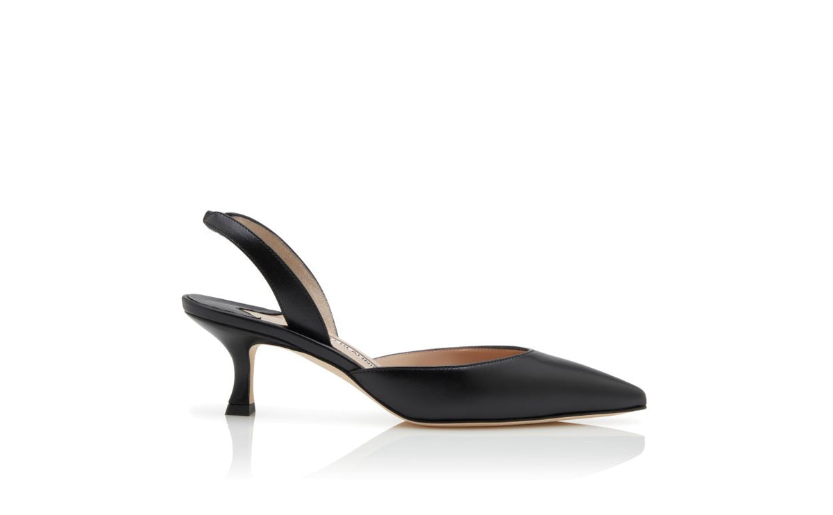 Lunette Dream Black Slingback Slingbacks – side profile showing black slingback, almond toe, nappa leather, Vowalisse