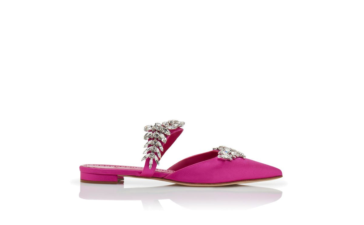 Marielle Shine Purple Crystal Embellished Mules – side profile showing purple crystal embellished, satin, Vowalisse