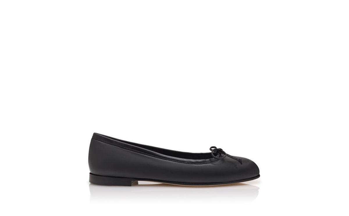 Seraphina Grace Black Bow Detail Pumps – side profile showing black bow detail, round toe, nappa leather, Vowalisse