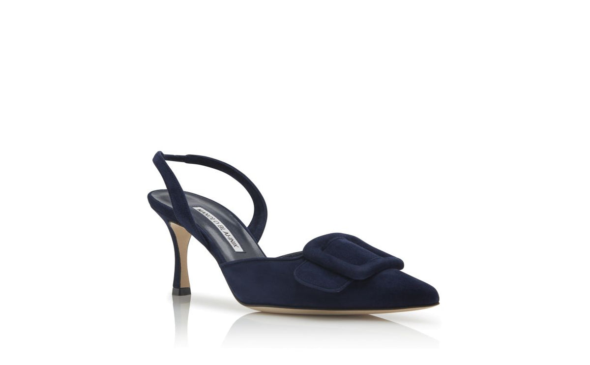 Elara Bloom Blue Slingback Slingbacks – top view showing blue slingback, pointed toe, suede, Vowalisse